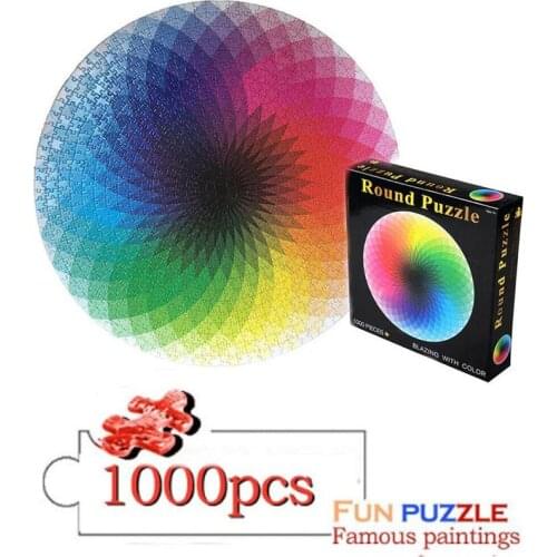 Puzzles 1000 Pieces Round Jigsaw Puzzles Rainbow Palette Intellectual Game Toys For Adults Children Kids Puzzle Gift
