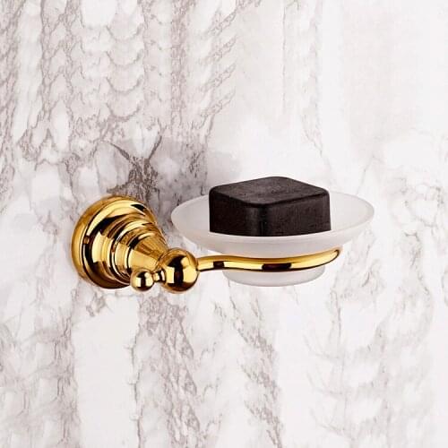 Luxury Glass & Brass Gold Bathroom Accessories Soap Dishes / golden Soap Holder/Soap Case home decoration
