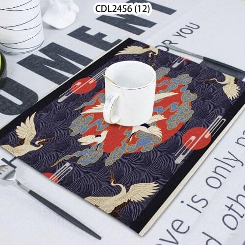Red-Crowned Crane Pattern Bird Print Napkin Cloth Home Table Decoration Table Mat Untersetzer Coaster 42 * 32 Servilletas Tela