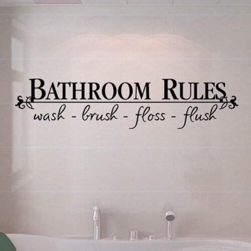 Bathroom Rules Theme Letters Pattern Removable Wall Stickers for Bathroom Home Art Decor Vinyl Decals Background Poster YY152
