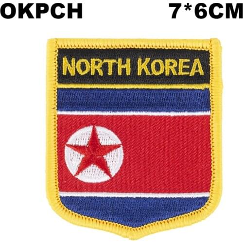 North Korea Shield Shape embroidered flag patches national flag patches for Cothing DIY Decoration PT0046-S