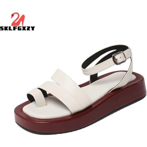 SKLFGXZY Summer Hot Sell Genuine Leather Women Sandals Roman Beach Party Shoes Sandals
