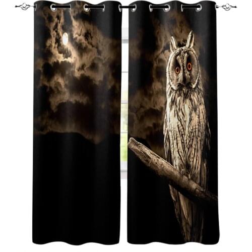 Modern Curtains for Living Room Owl Full Moon Halloween Night Bedroom Kitchen Curtain Home Decoration Window Drapes