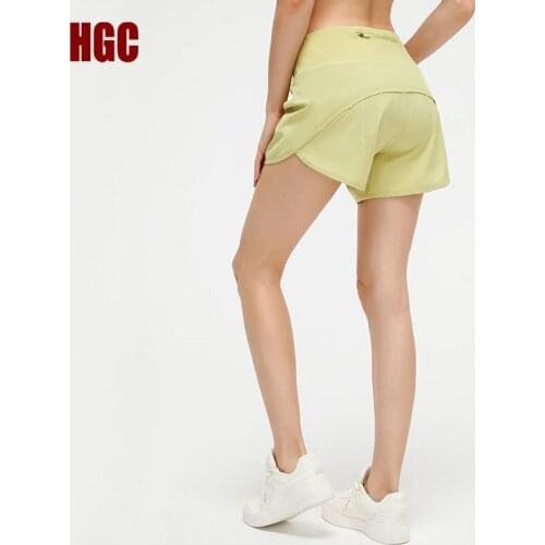 HGC Sports Short Women Loose Running Gym Back Waist Zipper Pocket High Waist YOGA Joggers Breathable Leisure Fitness Pantalones