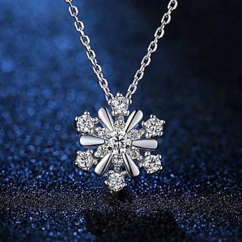 Sterling Silver 925 Necklace Pendant for Woemn Diamond Jewelry Bijoux Femme Bizuteria Pendants for Luxury New snowflake Jewelry