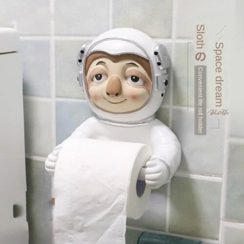 Astronaut sloth toilet paper rack toilet paper box free punch paper towel rack toilet roll tube hanging wall hanging CL52509