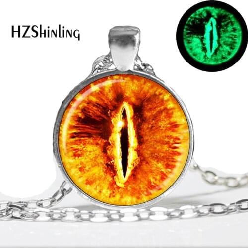 Glow in The Dark Jewelry Sauron Eye Necklace Evil Eye Pendant Jewelry Glass Cabochon Necklace Glowing Pendant