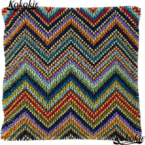 Embroidery Pillowcase Latch Hook rug Pillow 3d ripple carpet material for handicraft Unfinished Crocheting Yarn Cushion
