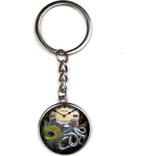 XKXLHJ New 2 Color Classic Round Key Chain Alloy Time Glass Jewelry Butterfly Pendant Key Chain Womens Jewelry Private Custom
