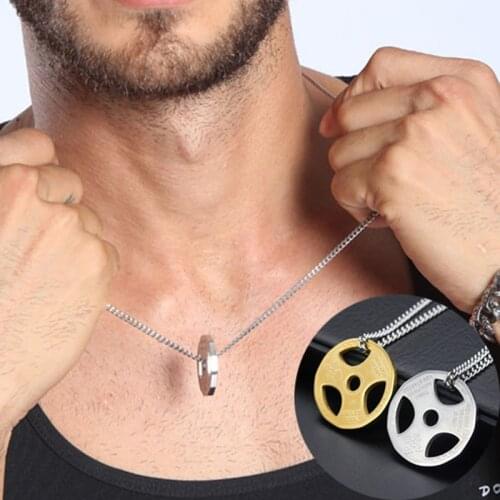 Jewelry for neck male Accessories Barbell necklaces mens stainless steel fashion hip hop necklace pendants gold Fitness necklace