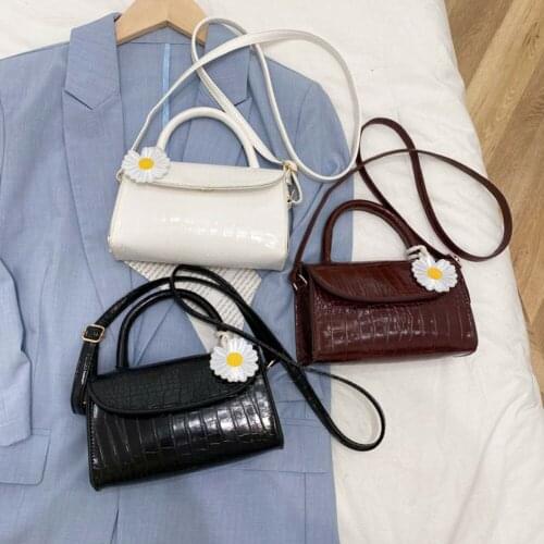 Vintage Pure Color Stone Pattern Small Flap Messenger Handbags Casual All-match Women PU Leather Shoulder Crossbody Bag