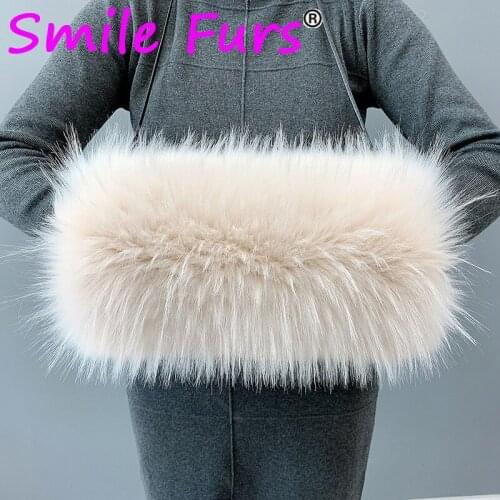 2021 Faux Fox Raccoon Fur Winter Warm Arm Gloves Soft Multi-function Fur Hand Wrist Big Size Winter Long Mitten 55*40cm FY22