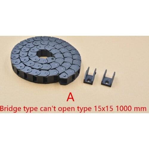 1pcs bridge type can't open plastic 15mmx15mm drag chain with end connectors L 1000mm engraving machine cable for CNC router