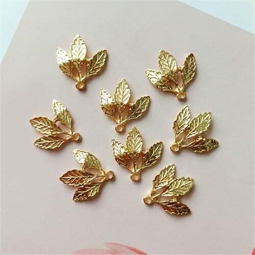 10 PCS 20mm Fashion Metal Alloy KC Gold Leaf Pendant Charms For Jewelry Making