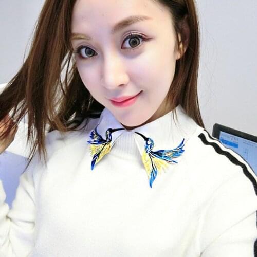 2018 early autumn simple temperament accessories Blouse decoration fake shirt Collar Decorative bead embroidery Fold collares