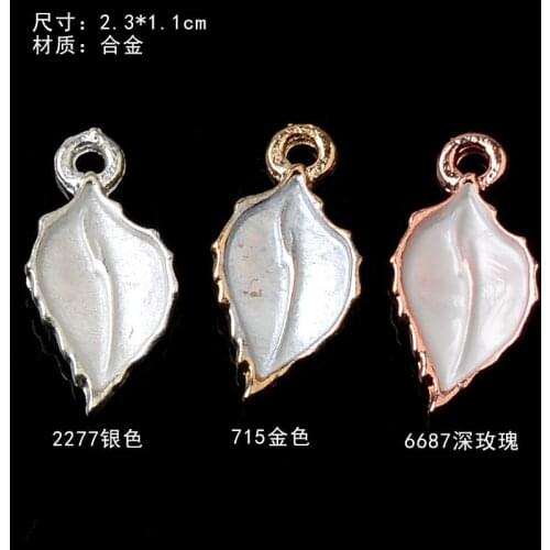50pcs Rose Gold/silver Color Zinc Alloy Oil drop Leaf Charms Pendants for Jewelry Making DIY Handmade Craft 23x11mm