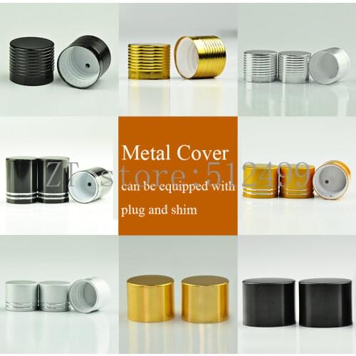500pcs/lot Gold/Black/Silver Metal Screw Cap for Glass Essential Oil Bottle with Drop Plug and Shim Plastic Inner Concave/T Plug