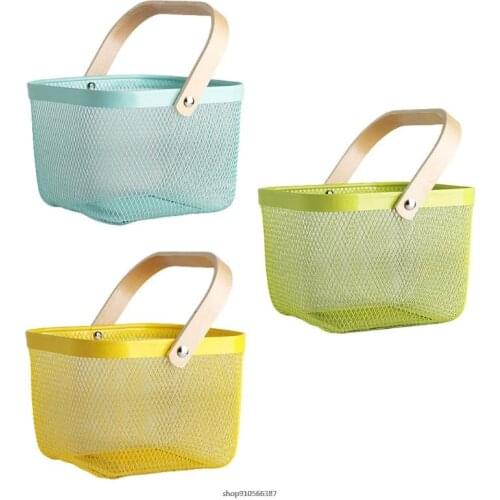 Free Shipping Portable Iron Wire Picnic Basket Food Snacks Fruit Holder Vegetable Grocery Storage Organizer au9 21 wholesales