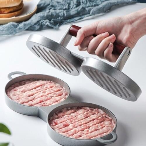 Large Mold Meat Pie Pressure Mold Meat Press Machine With Non-Stick Stainless Double Burger Press For Home Hamburger Kitchen