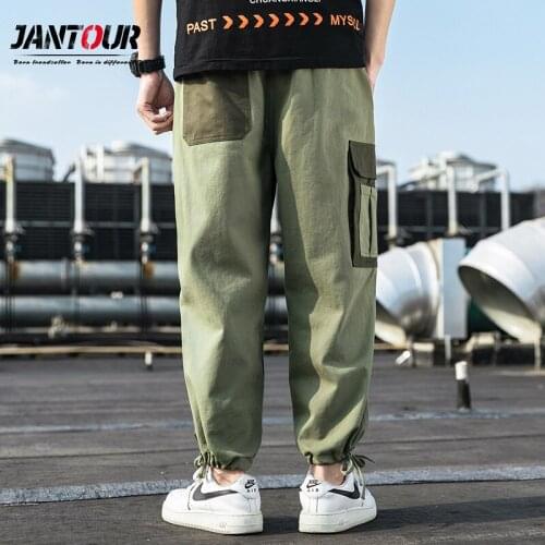 Hip Hip Pants Vintage Color Block Patchwork Cargo Harem Pant Streetwear Harajuku Ankle-Length Sweatpant 100% Cotton Trousers 4XL