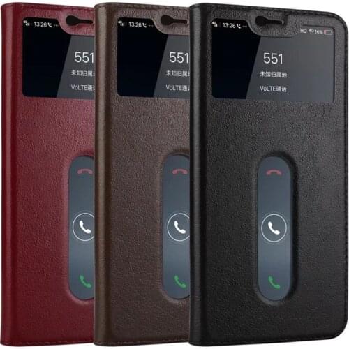 Genuine Leather Case For Vivo X21 Case Flip Cover Luxury Full Protection Smart View Window Cases For X21 Phone Shell