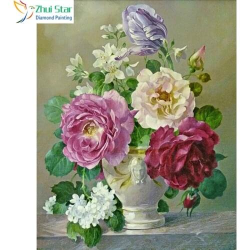 Zhui Star 5D DIY full Square drill Diamond painting Cross stitch Rose flower Rhinestone Diamond embroidery Mosaic Home decor