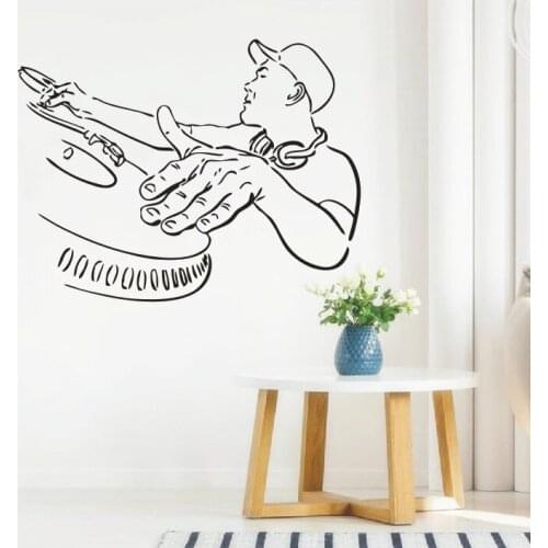 Decor Cool Music Boy Vinyl Wall Decals Night Bar Dj Player Wall Sticker Headphones DJ Man Home Murals Wall Art Poster
