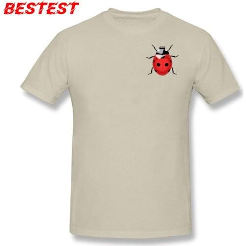 Designer Men TShirt Ladybug 3D T-shirt Birthday T Shirt Pure Cotton Tops Beige Tees Short Sleeve Personalized Clothes Wholesale