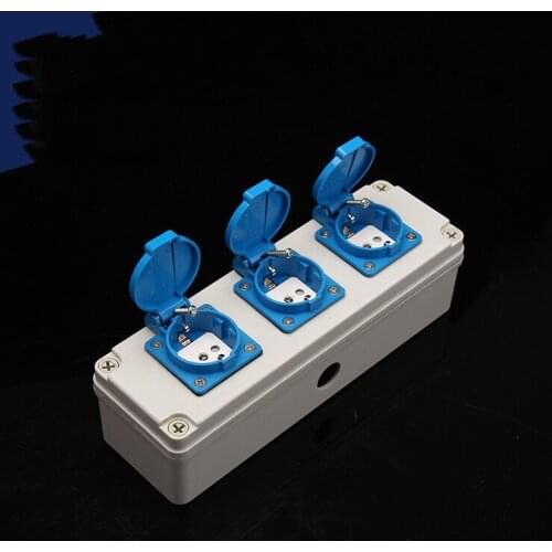 IP44 Weatherproof Waterproof Outdoor Wall Power Socket 16A Four Socket German Standard Electrical Outlet AC 250V