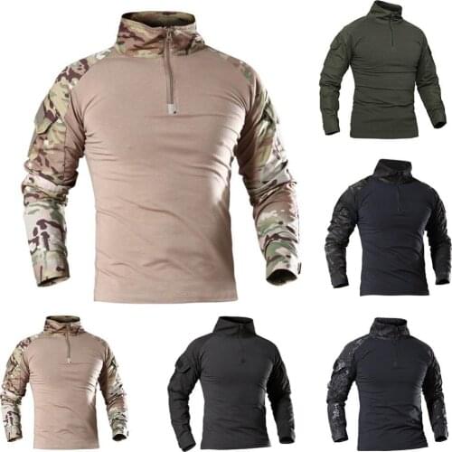 50%HOTMen Camouflage Long Sleeve Zipper Assault Frog Combat Shirt