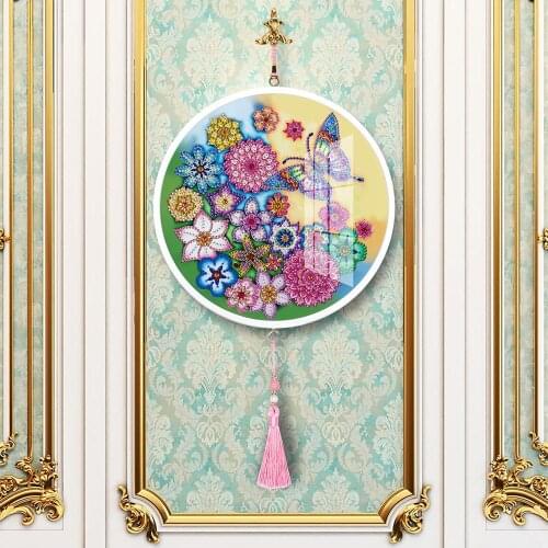 Butterfly Flower Diy Diamond Painting Round Square Full Drill With Frame Scenery Diamond Mosaic Home Decoration YKH17