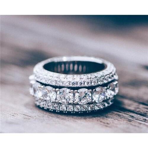 Hip Hop Rock Punk Iced Out Bling Rings AAA Zircon Rotatable Rings High Quality Charm Ring Hiphop Jewelry Gifts for Men Women