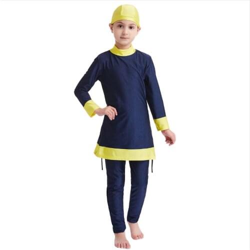 Swimming suit for muslims girls swim dress burkini plus size hijab modest swimwear islamic womens swimsuit three piece for kids
