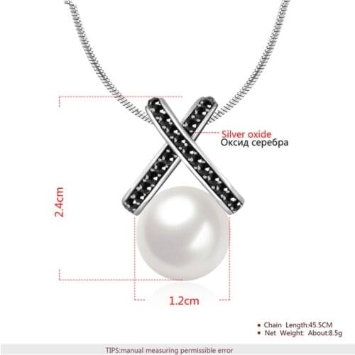 Garilina Fashion Necklaces 2021 Jewelry Pendants White Pearl Black Stone Silver Color necklace For Women AP2140