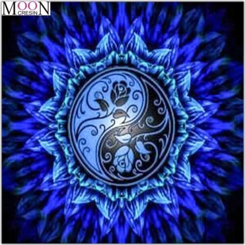 MOONCRESIN Diy Diamond Painting Cross Stitch Mandala Flowers Series Diamond Mosaic Full Round Diamond Embroidery Decoration Kits