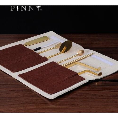 PINNY 7 Piece Incense Tool Set Grey Spoon Bag Incense Equipment Incense Burner Tools Buddhist Supplies Meditation