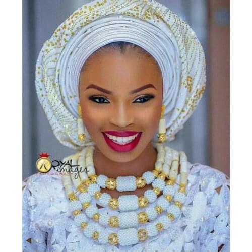 Marvelous Nigerian Traditional Wedding Coral Beads Jewelry Set African Indian Bridal Beads Necklace Set Free Shipping CL488