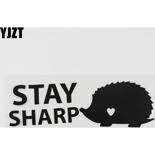 YJZT 15CMX5.1CM Stay Sharp Animal Hedgehog Vinyl Car Sticker Decal 8C-0012
