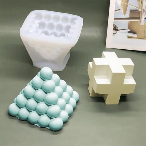 NEW Big Bubble Silicone Candle Mold Jumbo Large Bubble Rectangle Square Mould Making Concrete Pyramid Rubik Round Ball Baking
