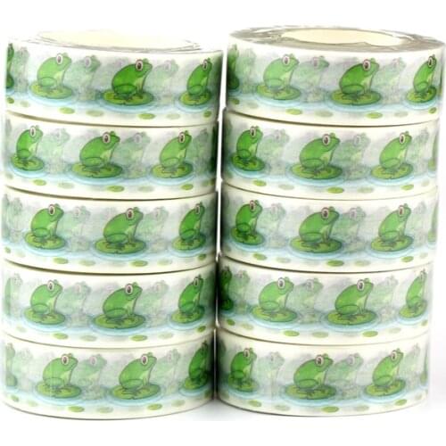 NEW 10pcs Decorative Cute Frogs Washi Tapes DIY Scrapbooking Stickers Masking Tape Kawaii Stationery for School Office Supplies