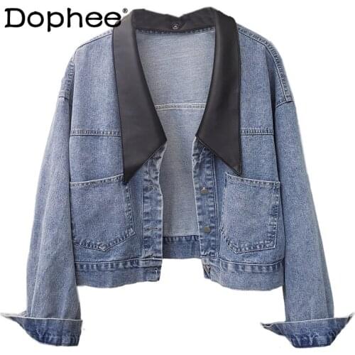 2021 Fashion New Solid Colour Denim Jacket Washed Jeans Coat for Women New Loose All-match Coat Korean Style Short Cardigan