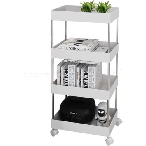 9999 Ins Kitchen Living Room Bathroom Movable Storage Shelf Sewing Net Basket Landing Shelf Trolley Household