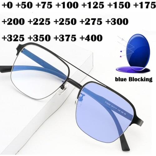 Hot Anti Blue Light Glasses Men Women Fashion Computer Optical Presbyopic Reader Glasses Radiation Protection Titanium +175 225