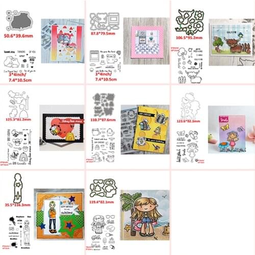 Potbelly Rats Goat Bee Animals Cutting Dies & Clear Stamps Combo Shy Girls Cool Boys Blossom DIY Making Template 2020 New