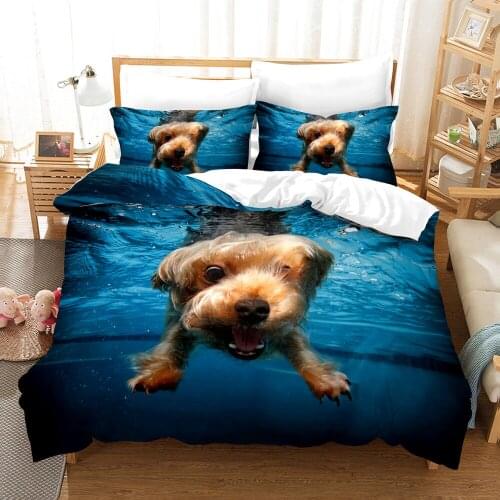 Dropshipping SINGLE only 1 Pillowcase Airplane Pattern Queen Size Bedding For Boys Duvet Cover Set Bedding Dog Swimming