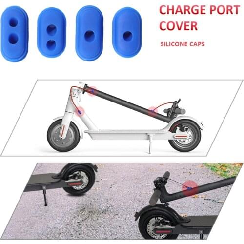 4Pcs Battery Charging Port Dust Plug Case Silicone Cover Power Charger Line Cover Electric Scooter for Xiaomi M365 Pro Blue