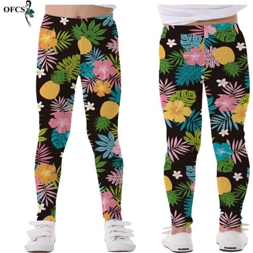 Retail Cute Baby Girls Leggings Printing Flower Legging Infantil Toddler 5-12Year Leggings Girl Pencil Pants Childrens Trousers