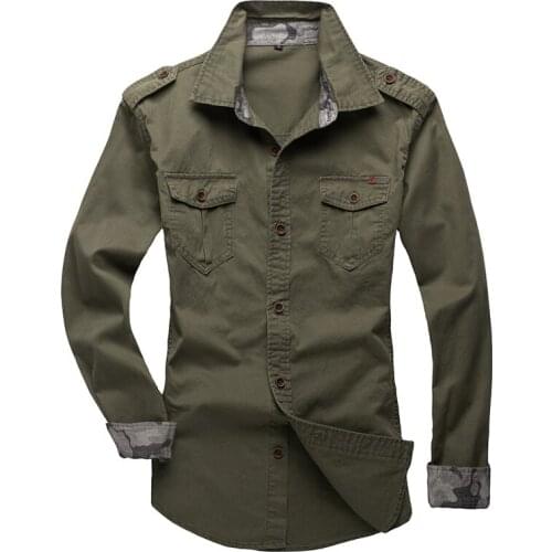 Autumn long sleeve shirt mens overalls loose large cotton outdoor leisure epaulets shirt base military uniform summer