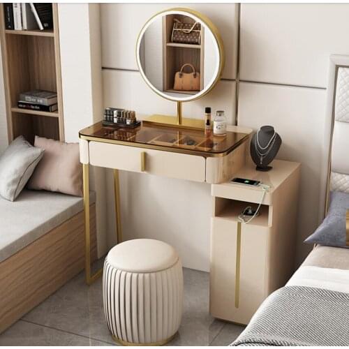 Bedroom net red ins style modern glass dressing table Mini Scandinavian luxury light luxury table