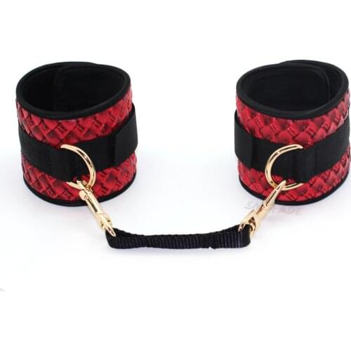 Smspade 28.5*7cm Red Erotic PU Bondage Restraints Footcuffs, Sex Fetish Slave Ankle cuffs For Couples Bondage Play AC-2001 K